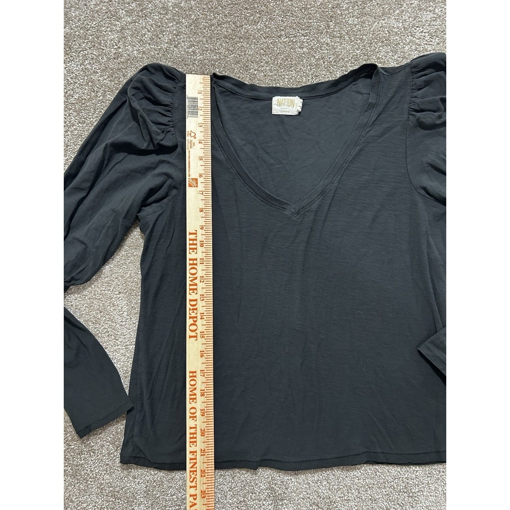 Anthropologie Nation Women's XL Emilia Drama Sleeve V-Neck Top Black - Picture 4 of 9